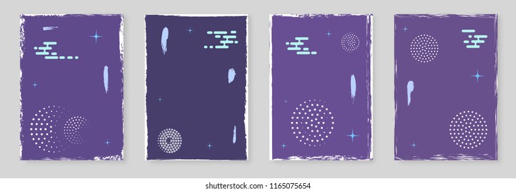 Set of Vertical backgrounds with abstract and geometric elements for social media networks. Vector illustration.