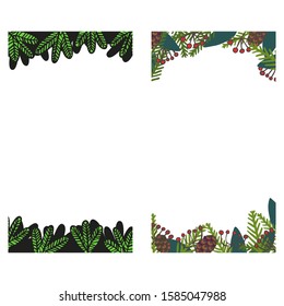 Set of vertical backgrounds with branches and leaves. Background with copy space for your text. Nature design for mobile social media,card, poster, print.Isolated on white. Vector stock illustration.