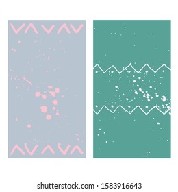 Set of vertical backgrounds for social media, stories, card, flyer, poster. Creative banner design with empty space for your text. Color backdrop with texture. Vector stock illustration.