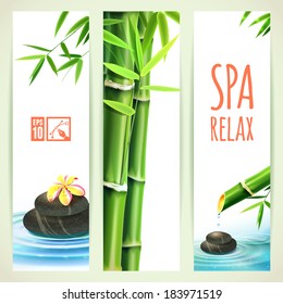 Set of Vertical Bamboo Banners. Vector illustration, eps10, editable.