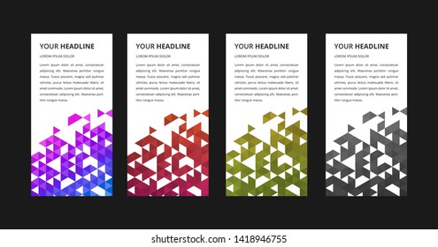 set vertical banner design template illustration, Geometric, polygonal Abstract background, texture, advertisement layout. web page. header for website. Graphic for billboard, voucher, card, roll up 