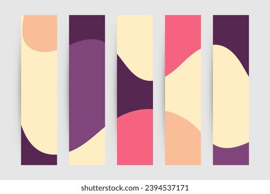 Set of vertical banner, wavy colored background