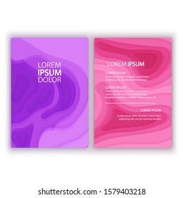 Set of Vertical banners with 3D abstract background and paper cut Shapes. Design layout for business presentations, posters, flyers or invitations. Colorful carving art Vector Eps 10 format