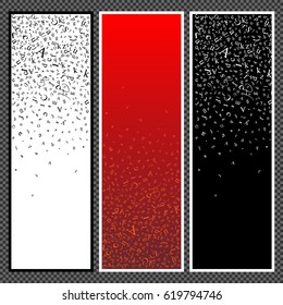 Set of vertical banners. Abstract backgrounds of alphabet symbols. Studying and learning concept. Vector illustration.