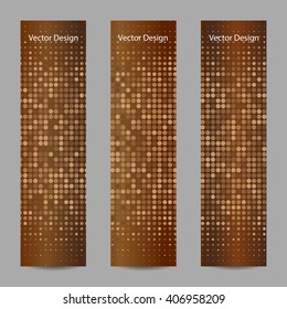 Set of vertical banners. Abstract doted brown background. Halftone. Vector illustration. Business, science, medicine and technology design.