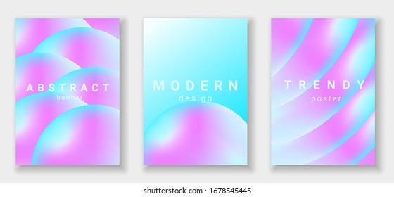 Set von vertikalen Bannern mit abstrakten flüssigen Formen. Modernes Design mit flüssigem, lebhaftem Hintergrund.