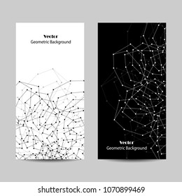 Set of vertical banners. Abstract geometric background with connected lines and dots. Vector illustration.