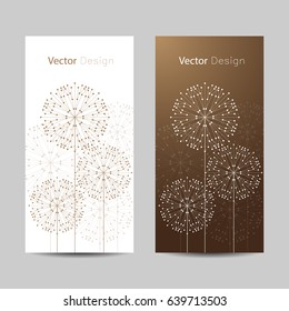 Set of vertical banners. Abstract geometric background with connected lines and dots in a shape of flowers. Vector illustration.