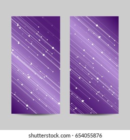Set of vertical banners. Abstract geometric background with connected lines and dots. Vector illustration.
