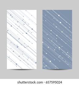 Set of vertical banners. Abstract geometric background with connected lines and dots. Vector illustration.