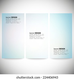 Set of vertical banners. Abstract multicolored defocused lights background vector illustration.