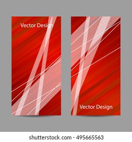 Set of vertical banners. Abstract red and white striped background. Business, science, medicine and technology design.