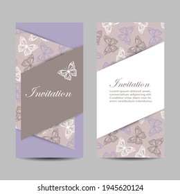 Set of vertical banners with beautiful butterflies. Vector illustration.