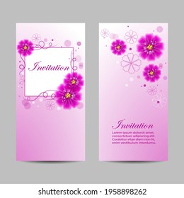 Set of vertical banners with beautiful flowers. Vector illustration.