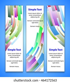 Set of vertical banners of colored strips disappearing