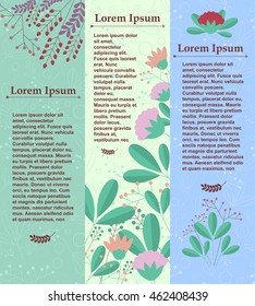 Set of vertical banners with floral elements and place for your text. Vector illustration