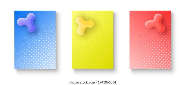 Conjunto de banners verticales con formas fluidas. Cubiertas coloridas. Diseño de plantillas para presentaciones, afiches y folletos. Antecedentes abstractos. Ilustración vectorial.