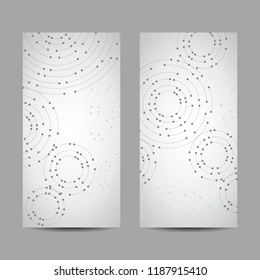 Set of vertical banners. Geometric pattern with connected lines and dots.