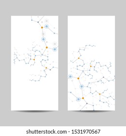 Set of vertical banners. Geometric pattern with connected lines and dots. Vector illustration.