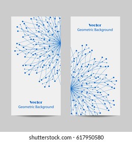Set of vertical banners. Geometric pattern with connected lines and dots. Vector illustration on white background.