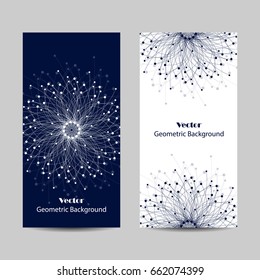 Set of vertical banners. Geometric pattern with connected lines and dots. Vector illustration.