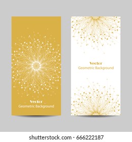 Set of vertical banners. Geometric pattern with connected lines and dots. Vector illustration.