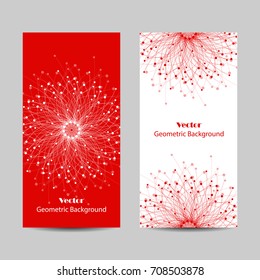 Set of vertical banners. Geometric pattern with connected lines and dots. Vector illustration.