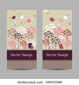 Set of vertical banners. Natural abstract background in vintage style. Vector illustration.