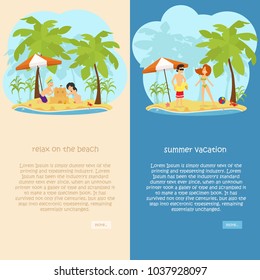 set of vertical banners on the theme of rest, travel, relaxation on the beach. vector illustration