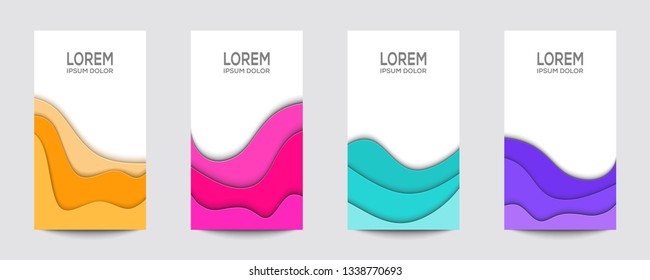 Set of vertical banners paper cut design templates