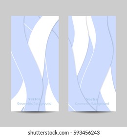 Set of vertical banners. Wavy background in material design style. Vector illustration.
