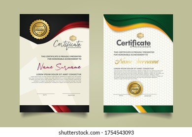 set vertical certificate template with flow lines ornament and modern texture pattern background. Diploma. Vector illustration for other users