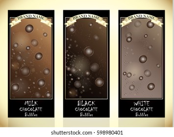 Set of vertical chocolate banners. Vector illustration