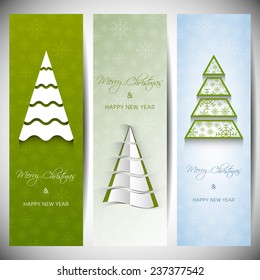Set of vertical Christmas banners with stylish tree.