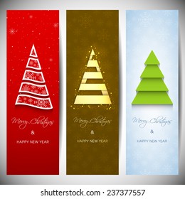 Set of vertical Christmas banners with stylish tree.