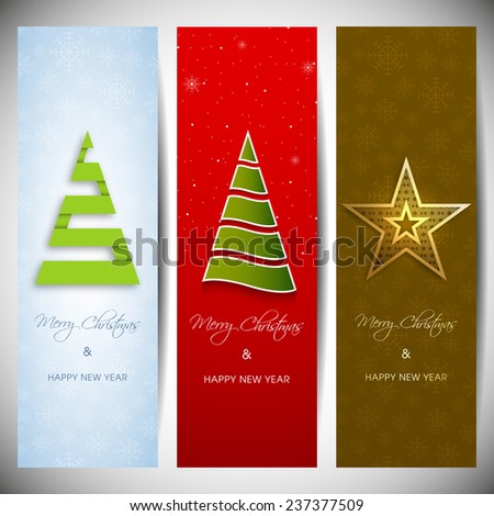 set vertical christmas banners stylish tree stock vector royalty vertical tree