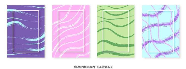 Set of vertical covers for graphic design. Background with brush decoration. Vector illustration.