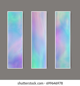 Set of Vertical Delicate Banners with Holographic Effect for Business. Collection Tender Templates for Text, Message, Flyers, Cards.