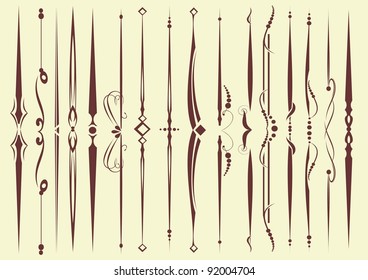 set of vertical design elements in vintage style vectorized