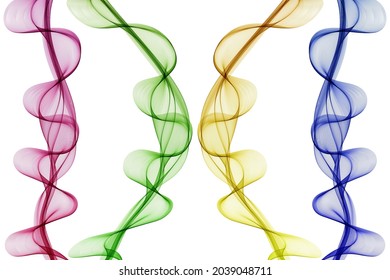 Set of vertical design transparent waves on a white background