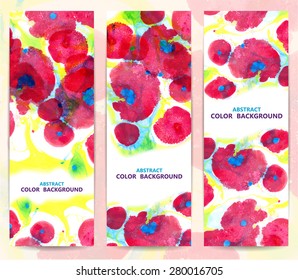 Set of vertical floral banners or backgrounds with poppies. Abstract vector illustration, EPS10