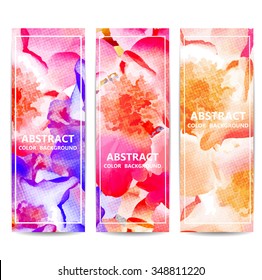 Set of vertical floral banners or backgrounds with flowers. Abstract vector illustration, EPS10