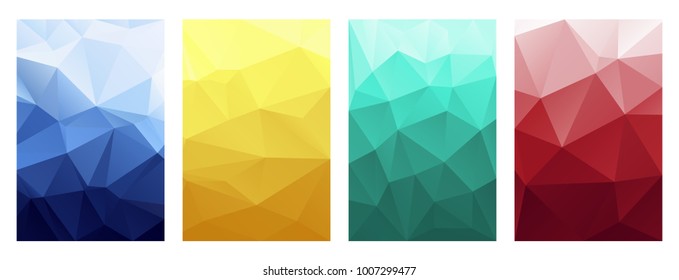 Set of vertical geometric banners. Colorful polygonal backgrounds for posters, flyers, brochures design and digital backdrops.