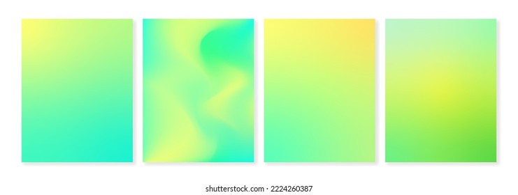Set of vertical gradient backgrounds in green and yellow colors. For brochures, booklets, banners, business cards, branding, social media and other projects. For web and print.