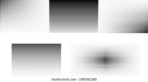 Set of vertical gradient halftone dots backgrounds, horizontal templates using halftone dots pattern. Vector illustration