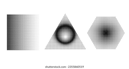 Set of vertical gradient halftone dots backgrounds, horizontal templates using halftone dots pattern. Vector illustration