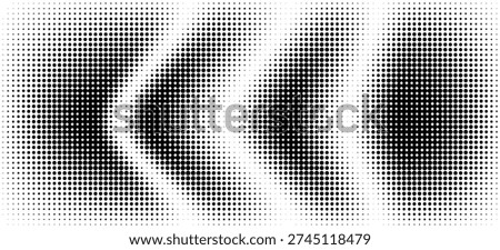 Set of vertical gradient halftone dots backgrounds, horizontal templates using halftone dots pattern. Vector illustration