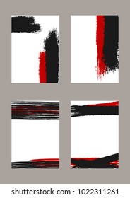 Set of vertical grunge backgrounds. Templates fordesign of banners, covers, invitations. Sketch, watercolor, paint. Vector illustration.