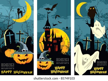 Set vertical Halloween banners