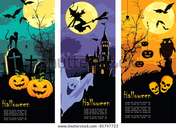 Set Vertical Halloween Banners Stock Vector (Royalty Free) 85747723